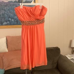 Coral strapless dress